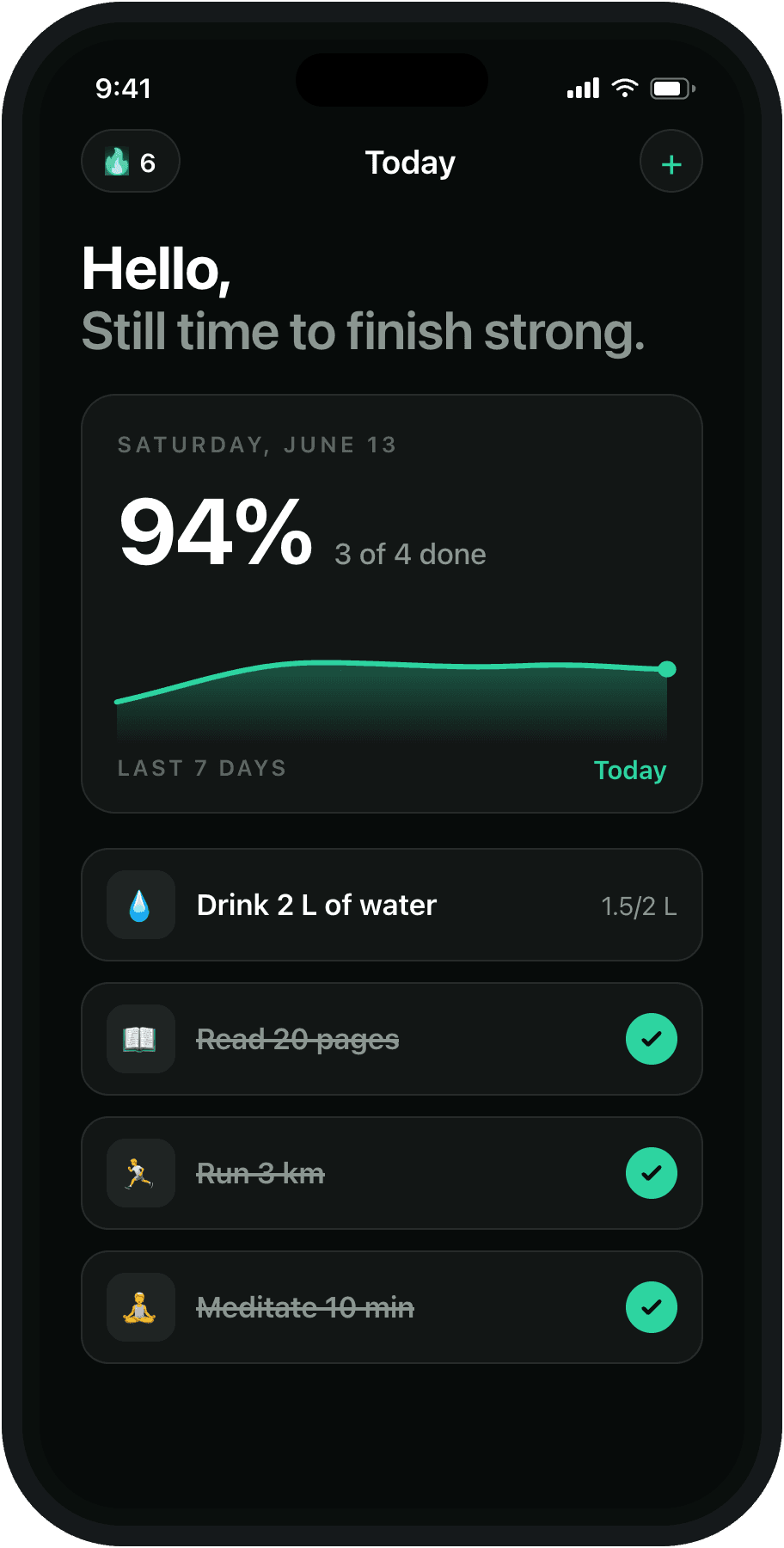 iPhone mockup, Today screen (English)